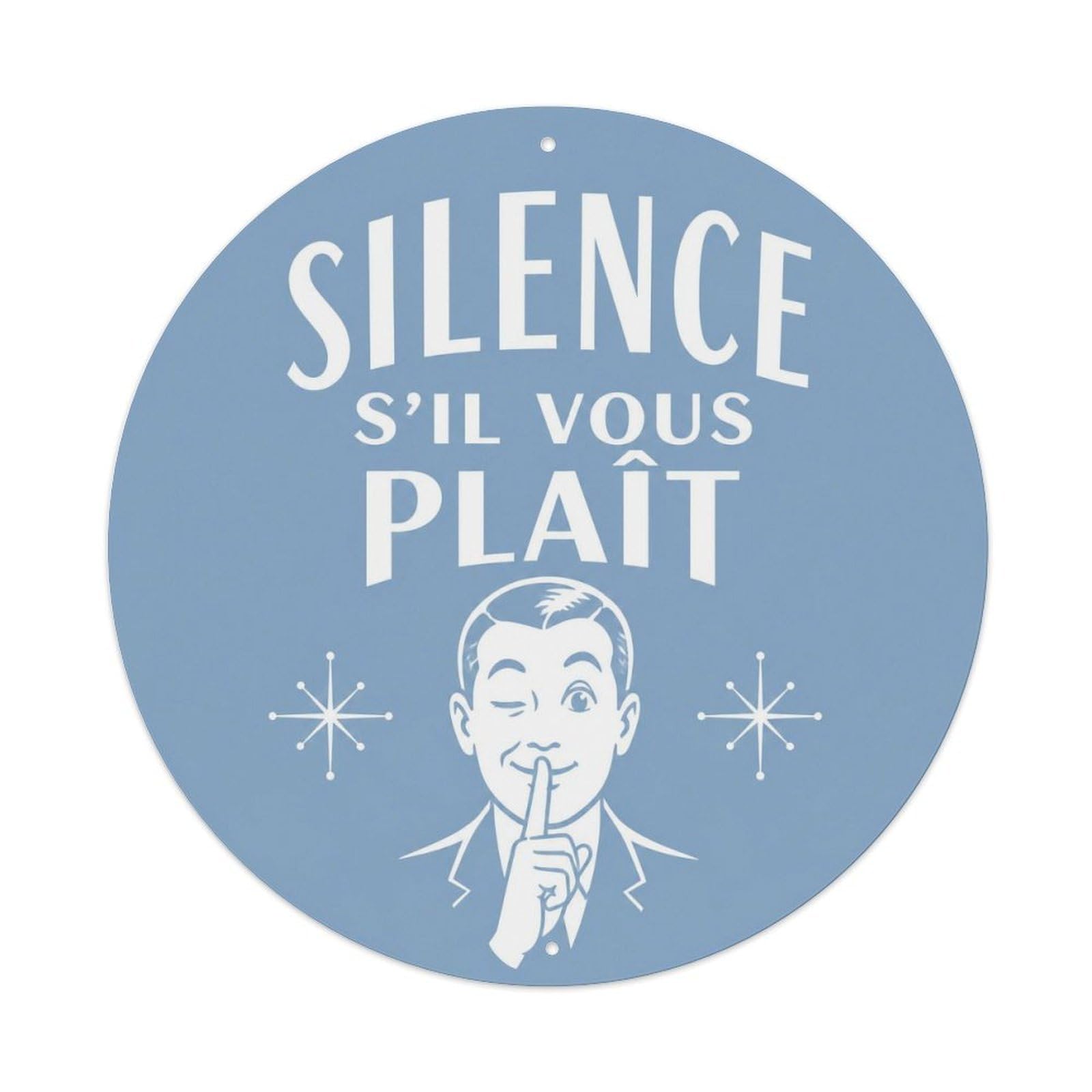 Olyhtr 8X8inch Classic Style Silence Please French Traditional Typography Classic Metal Tin Sign