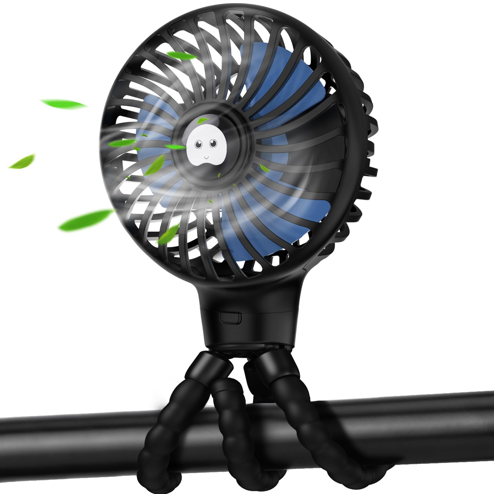 Baby Stroller Fan, Mini Portable Fan USB Rechargeable Desk Fan Adjustable 3 Speeds, Personal Fan 360° Rotate Flexible Tripod Clip On for Car Seat, Crib, Bedroom, Travel