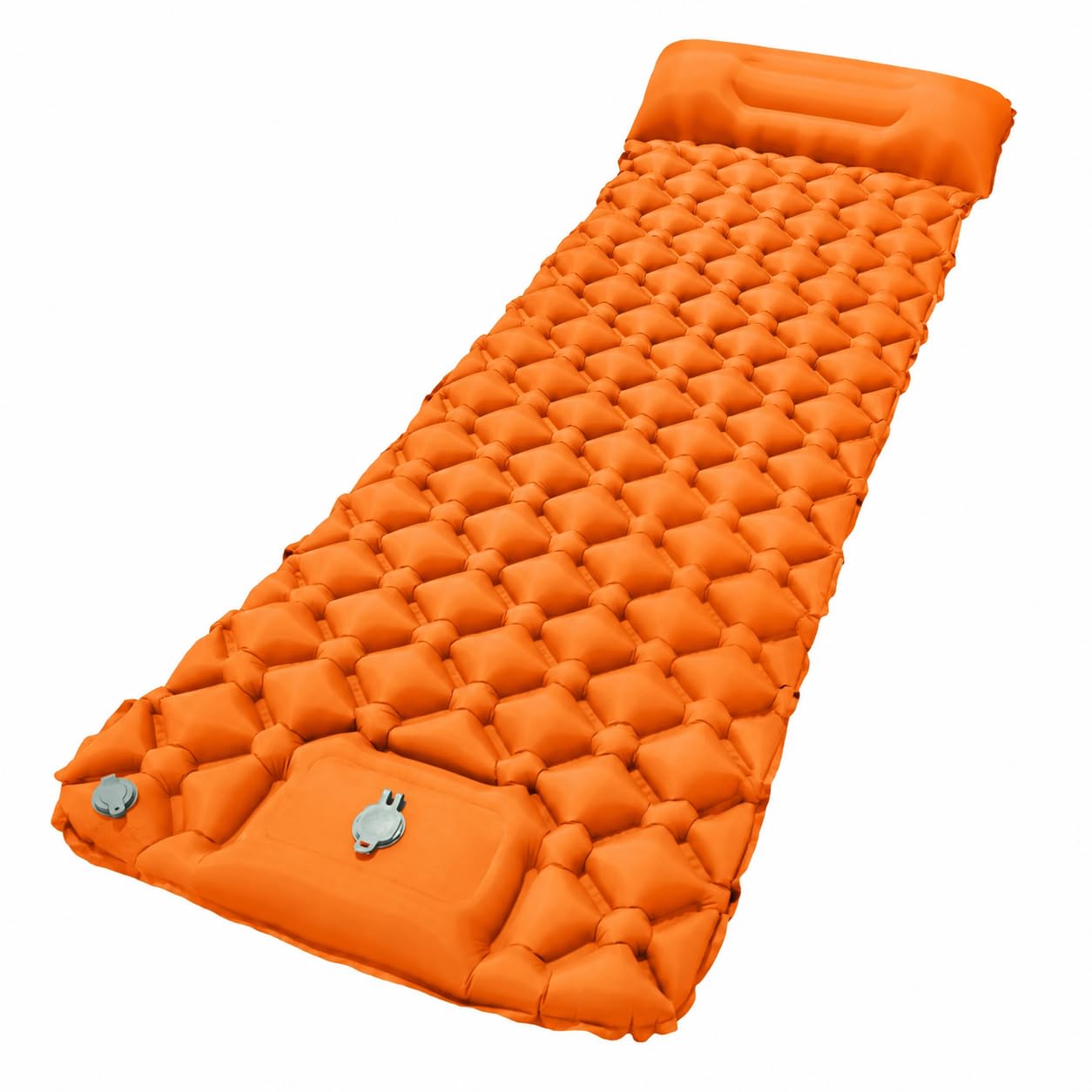 Inflatable Mat Camping Sleeping Self Inflating Mattress Bed Air Pillow Hiking Single 190x60x5cm Ultralight Foot Pump Waterproof Camping Pad Inflatable Camping Sleeping Mat Orange