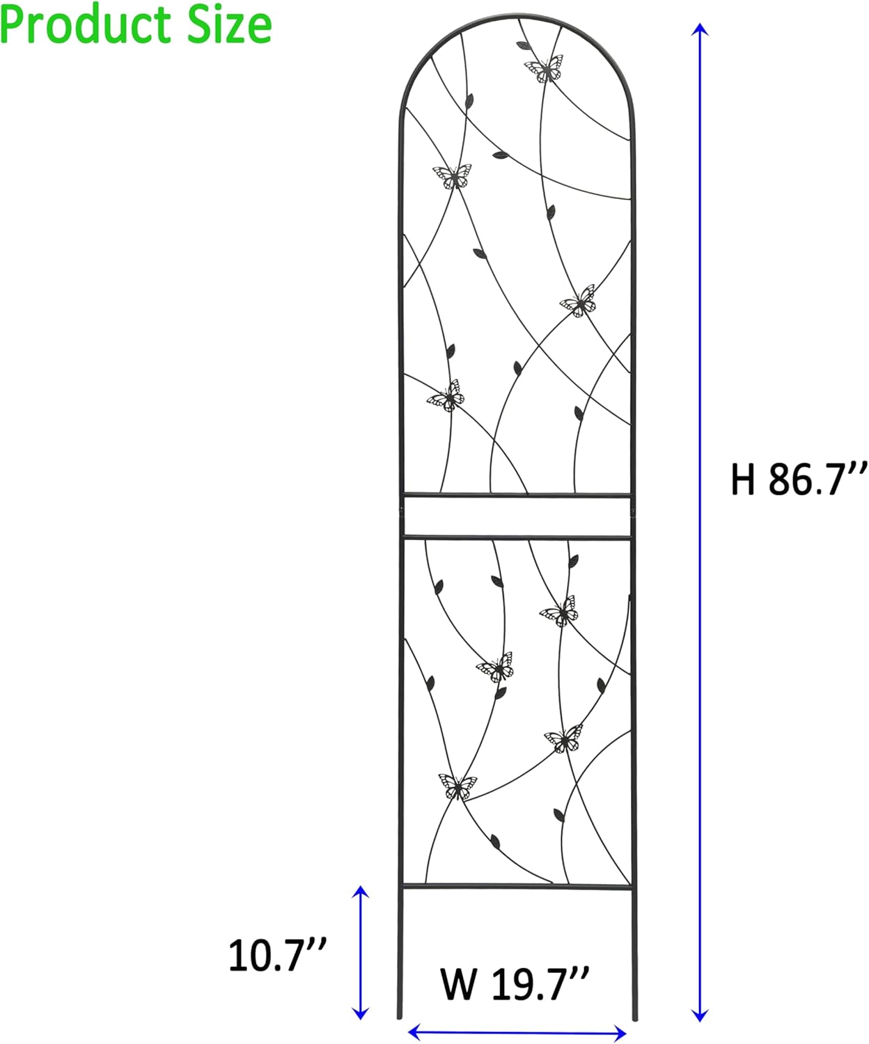 2-Pack Metal Garden Trellis for Climbing Plants Outdoor, 86.7" Tall Rustproof Galvanized Steel Trellis with Butterfly Decor, Easy Assemble Plant Support for Roses Vines Flowers