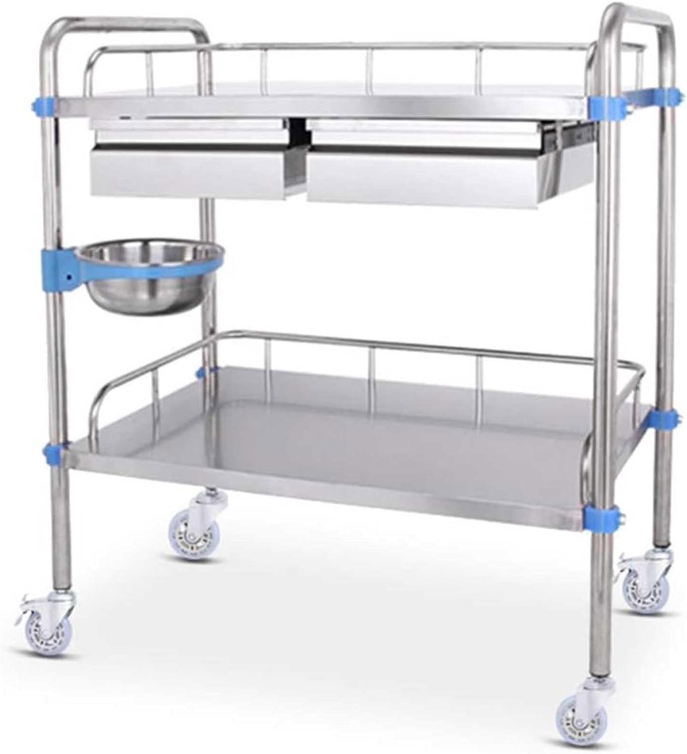 2/3-Schicht-Labor medizinische Cart Edelstahl vier Universal-Rollen Labor medizinische Ausrüstung Cart Trolley für Labor Krankenhaus Kliniken (Color : C)