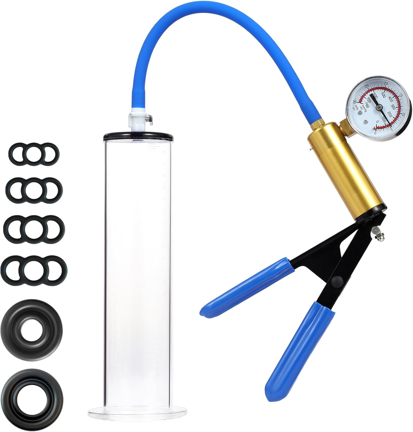 Penis Pump with Brass Pistol & Pressure Gauge,9 x 2.0 Inch Cylinder, Penis Enlarger Male Sex Toys Sex Toys for Men Cock Pump Adult Toys for Men