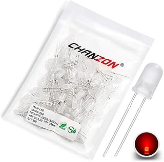 Chanzon 100 pcs 5mm Red Diffused LED Diode Lights (Frosted Lens Round DC 3V 20mA) Lighting Bulb Lamps Electronics Components Indicator Light Emitting Diodes