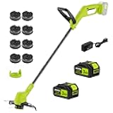 21V String Trimmer Cordless with 2x3.0Ah Battery and Charger, 12 Inch Battery Power Weed Eater String, Electric Weed Wacker, 2 In 1 Trimmer & Edger Lawn Tool Grass Cutter with 8 Lines for Garden, Yard