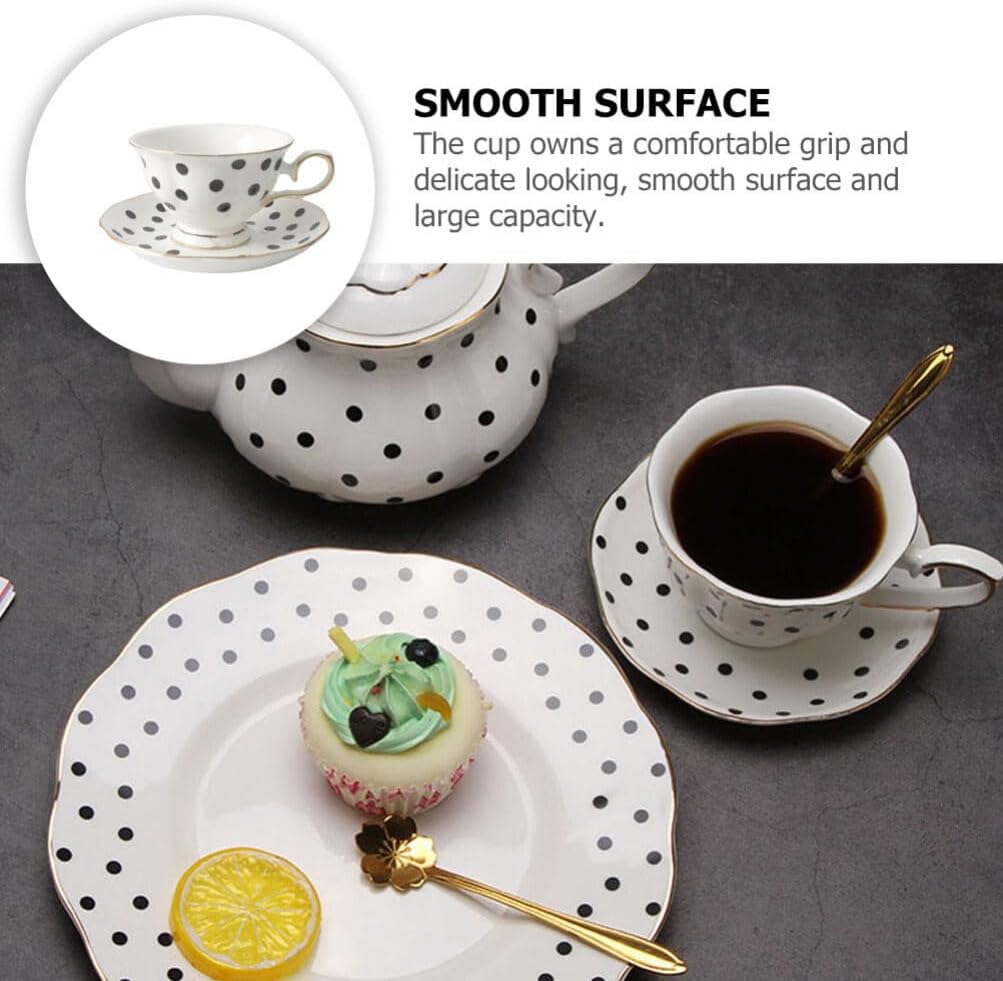 Hemoton Coffee Set Royal Style Elegant Fine Porcelain Cup Espresso Mug for Coffee Drinks Latte Cafe Mocha Tea White and Black Pot