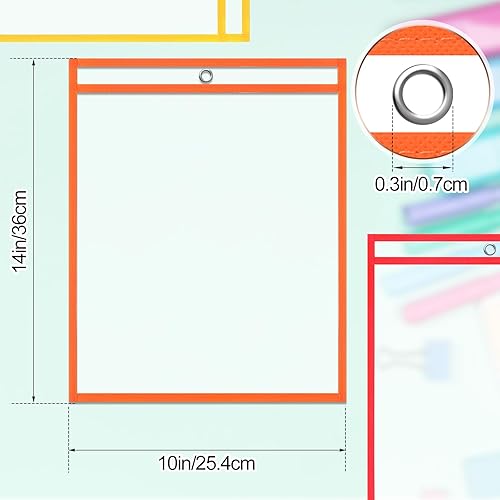 Miniatura 2 de PerKoop 100 fundas transparentes de borrado en seco a granel de 10 x 14 pulgadas para boletos borrables, protectores de hojas impermeables, fundas