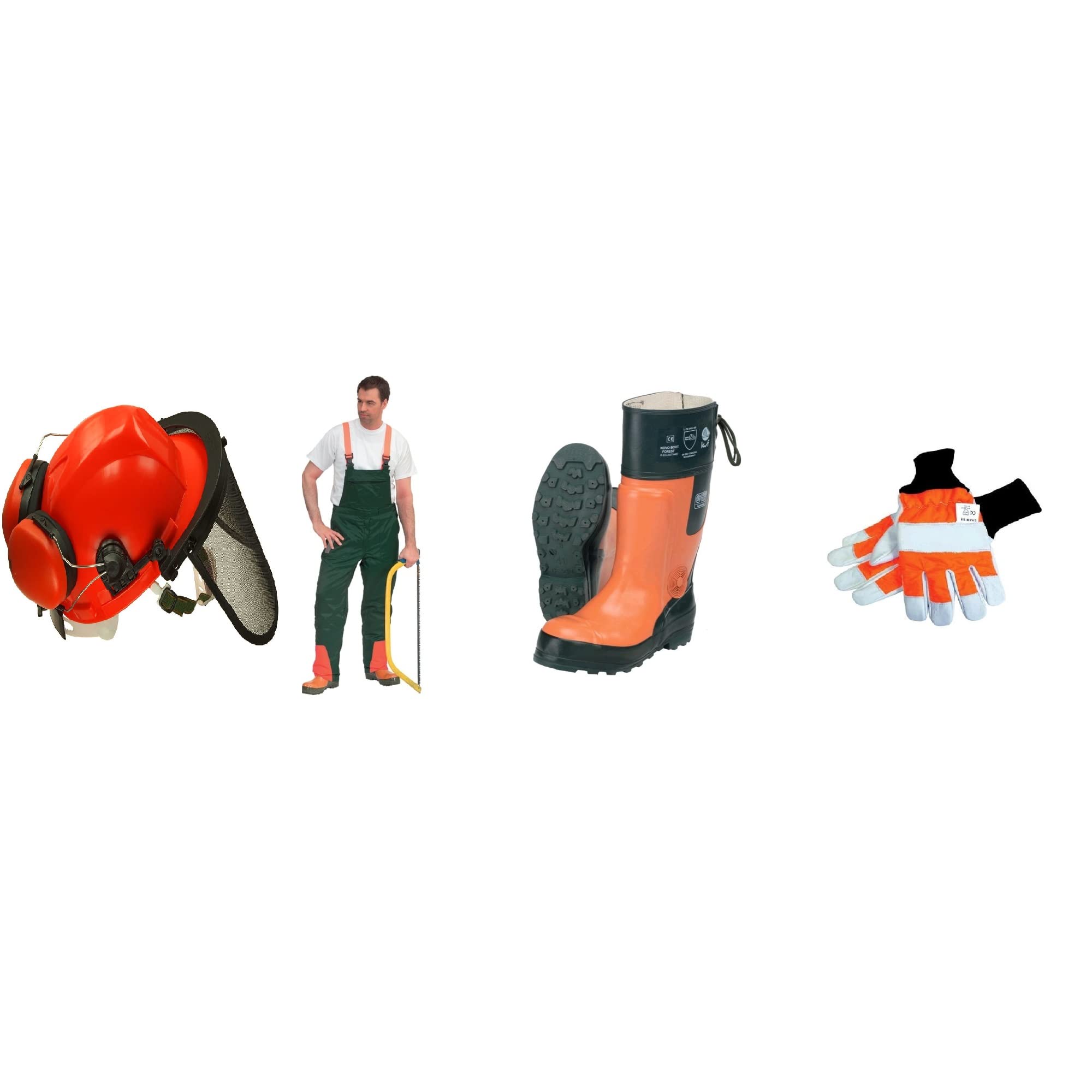 SWS Forst GmbH 4er Schnittschutzset Schnittschutzhose Forststiefel Handschuhe Oregon Forsthelm