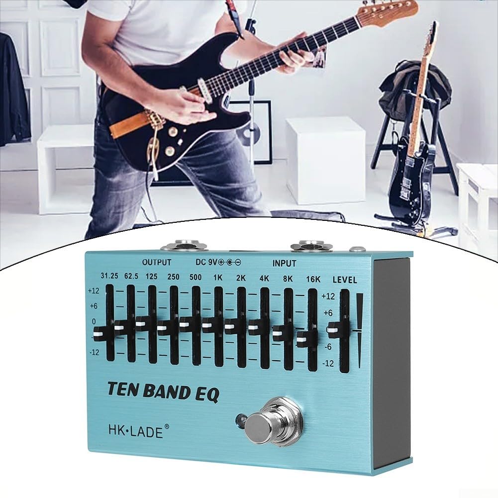 Pédale d'égaliseur à 10 bandes pour guitare True Bypass pour basse 4 cordes/5 cordes et guitares 6 cordes/7 cordes