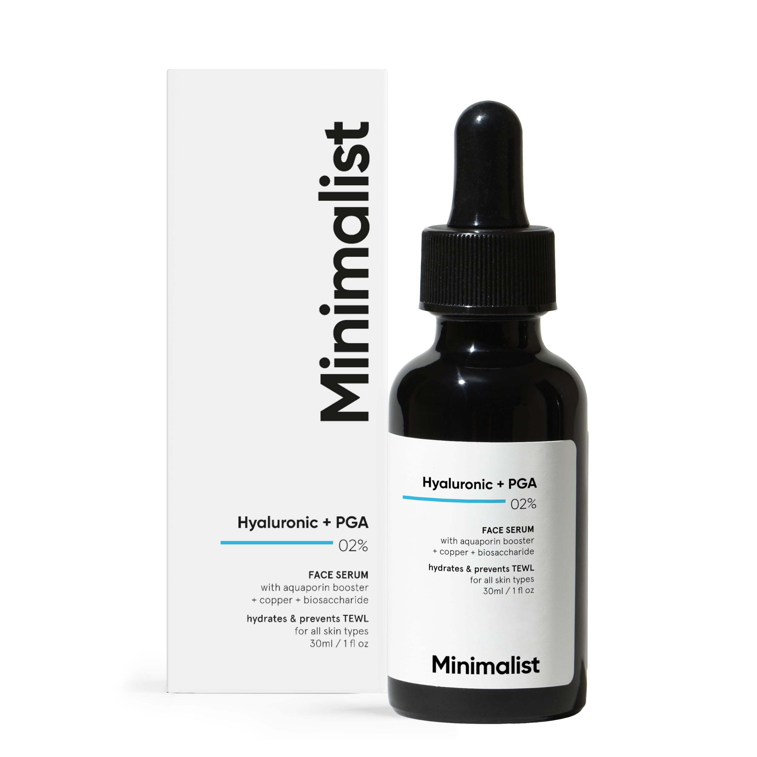 Minimalist 2% Hyaluronic Acid + PGA Serum for Intense Hydration, Glowing Skin & Fine Lines | Daily Hydrating Face Serum For Women & Men with Dry, Normal & Oily Skin | 30 ml