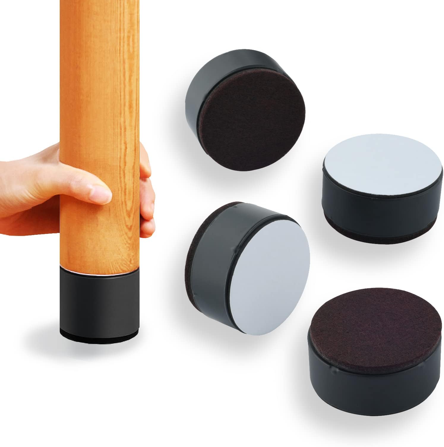 SURIEEN Pack of 4 Carbon Steel Furniture Risers, 3 cm High, Self-Adhesive Furniture Risers, 60 x 32 mm, Furniture Feet for Adhesive, Furniture Raiser for Sofa, Couch, Table, Cabinet, Bed, Desk Raiser