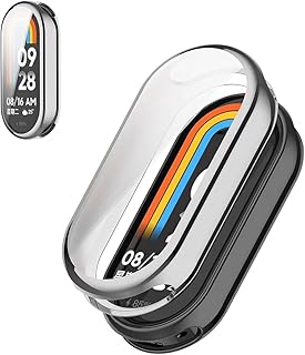 EL_Gawal for Case Cover for Mi Band 10/9/8, Shockproof Anti-Scratch Slim Lightweight Full Protective Edge Cover (Silver)