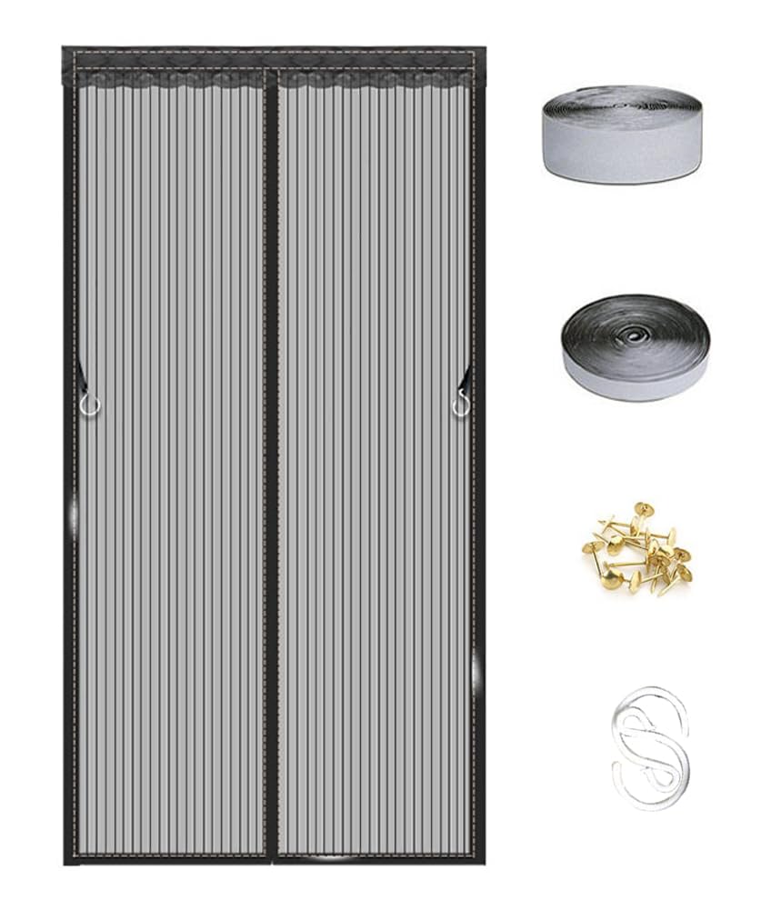 DarkSwan Costom Magnetic Fly Screen Door, Self Sealing Closure No Gap, Anti-insect Bug Mosquito Magnetic Door Curtain Net Fine Mesh Screen with Side Hook, Removable, Easy to Install, Black — image 1