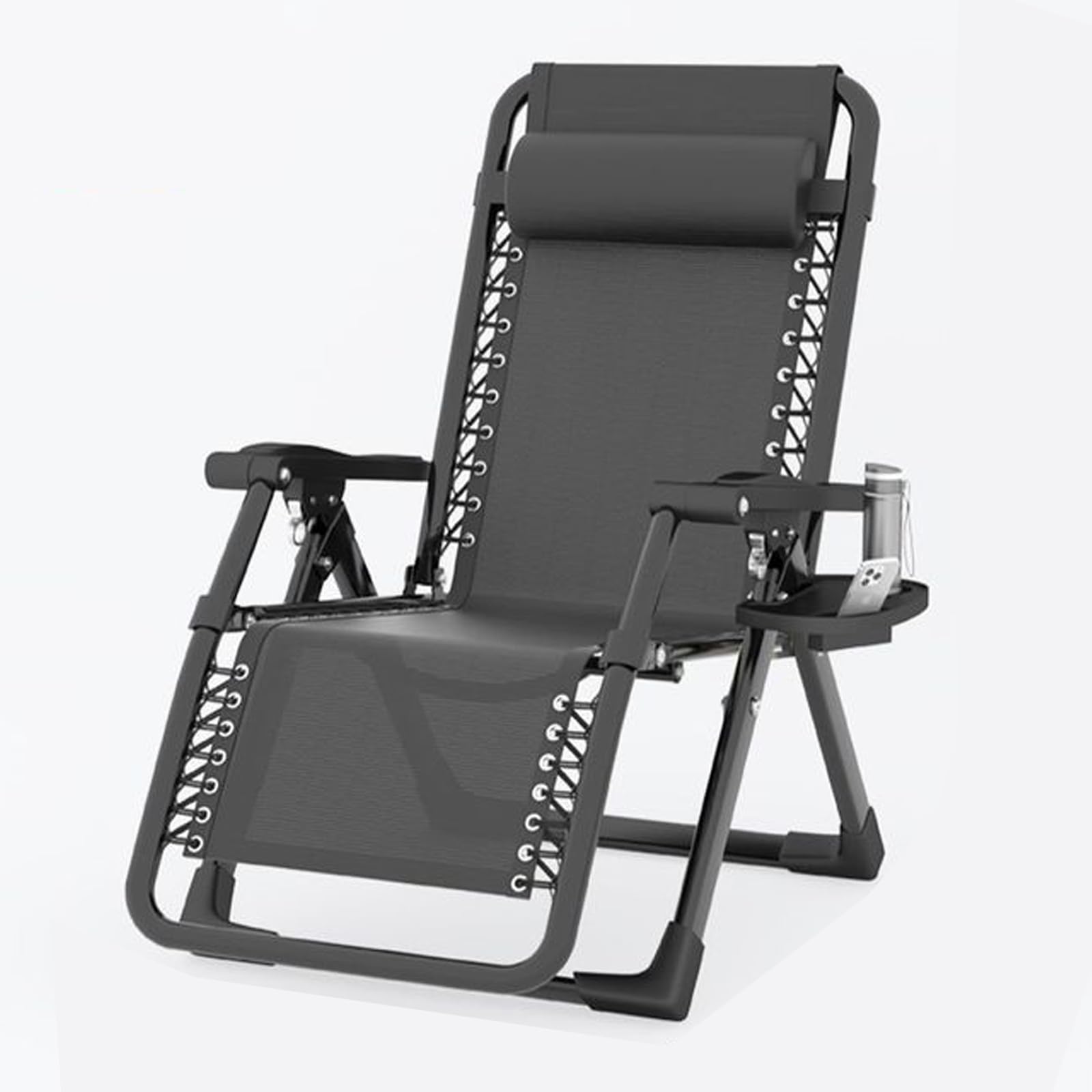 Chaise inclinable portable pliante pour cour et jardin avec dossier réglable