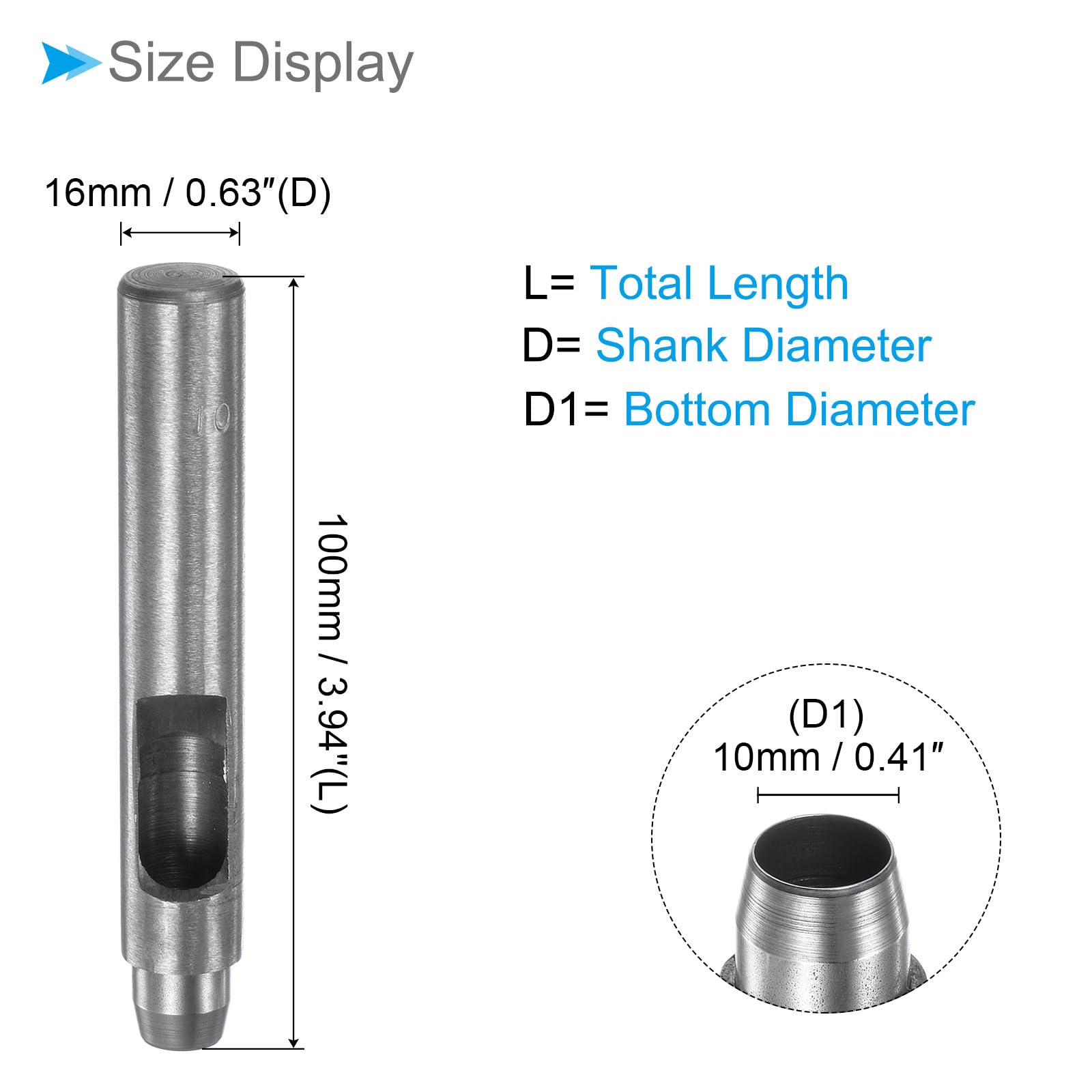 CoCud Leather Hole Punch, 10mm Button Dia. 16mm Shank, Steel Round Punch Snap Rivet Setter - (Applications: for Leathercraft DIY Clothing Fabric) - Image 2