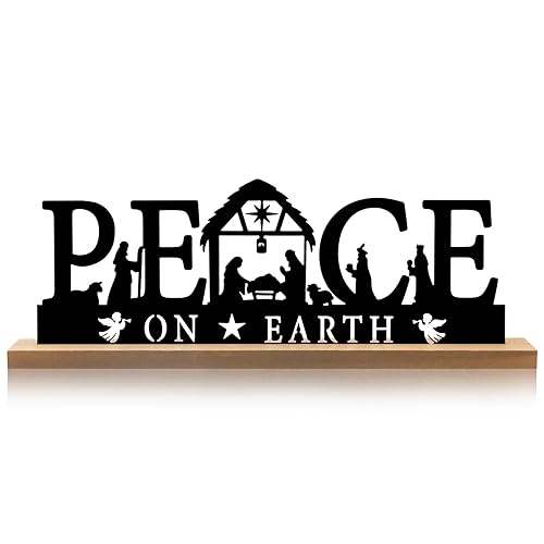 Pinkunn Metal Nativity Sets for Christmas Decorations Black Metal Nativity