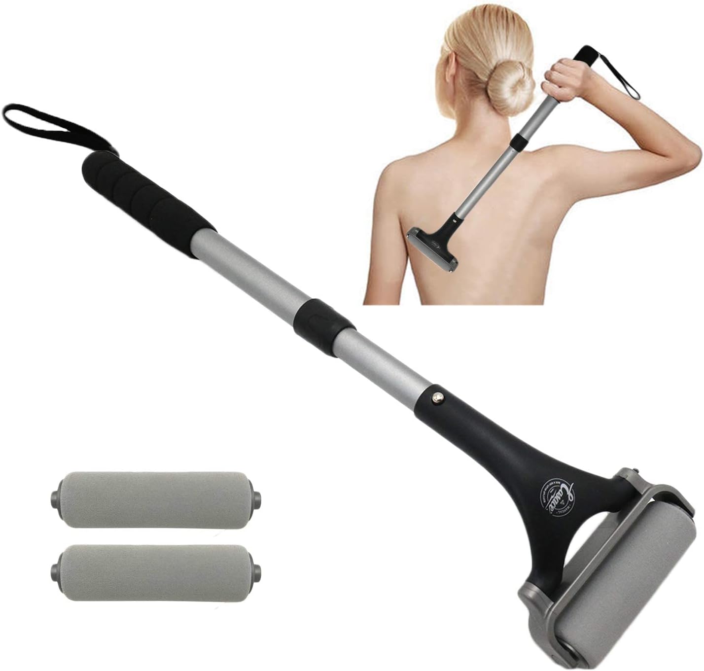 ローションアプリケーター 背中など手の届かない場所に ローション 日焼け止め 塗り薬 クリームに (シルバー)