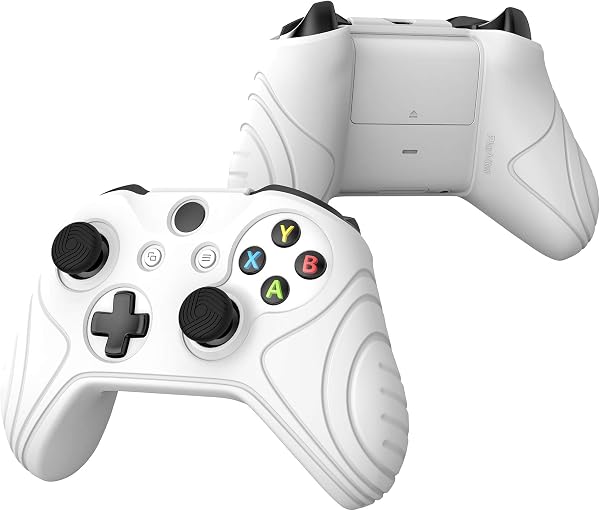 PlayVital Funda de Silicona para Xbox One S/X - Cubierta de Goma, Protector Antideslizante de Tacto Suave, Carcasa con 2 Tapas de Joystick, Protección Completa para Mando (Negro) - 5