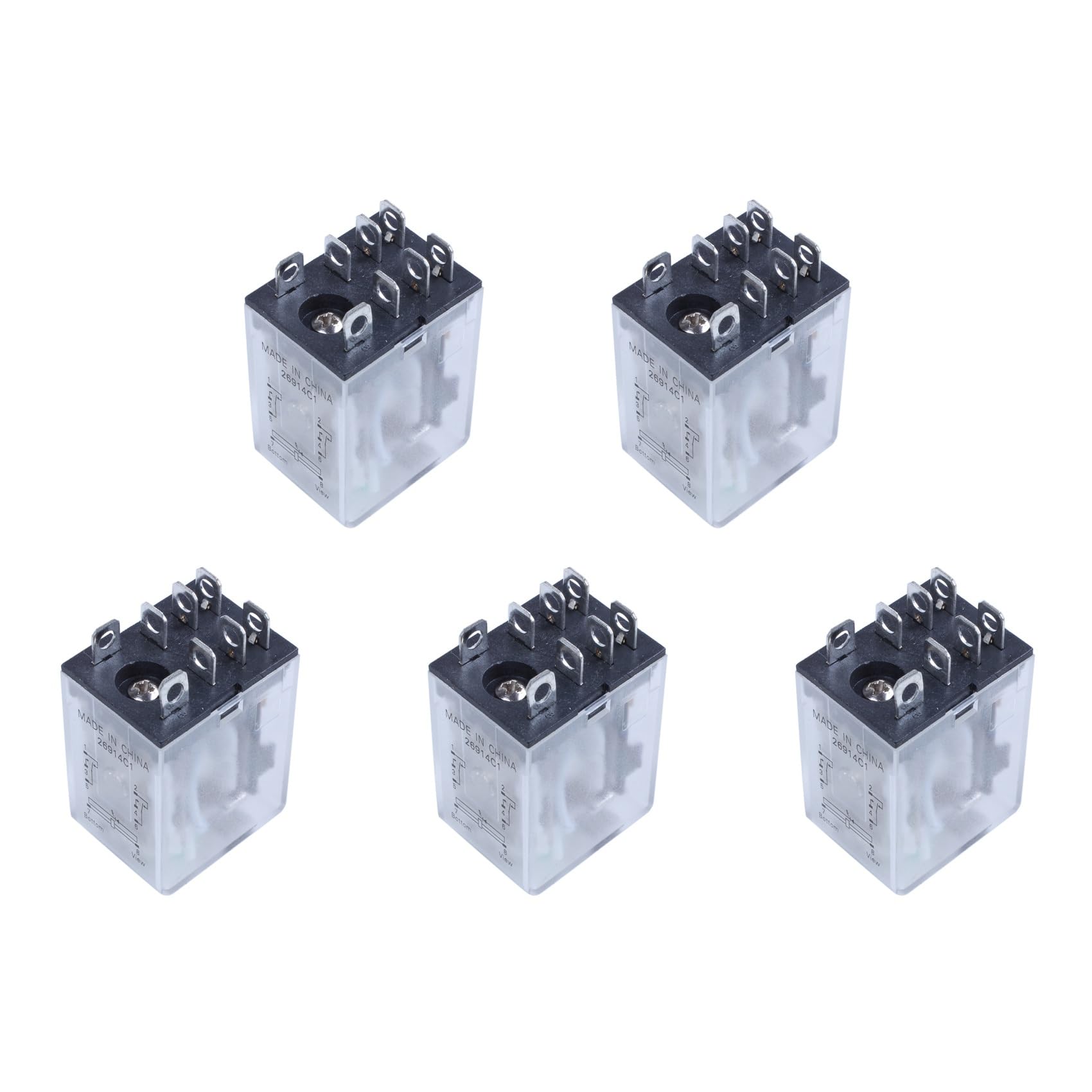 Jnchdghwa 5X JQX-13F LY2 DC 12V Coil 8-Pin DPDT Green LED Electromagnetic Relay
