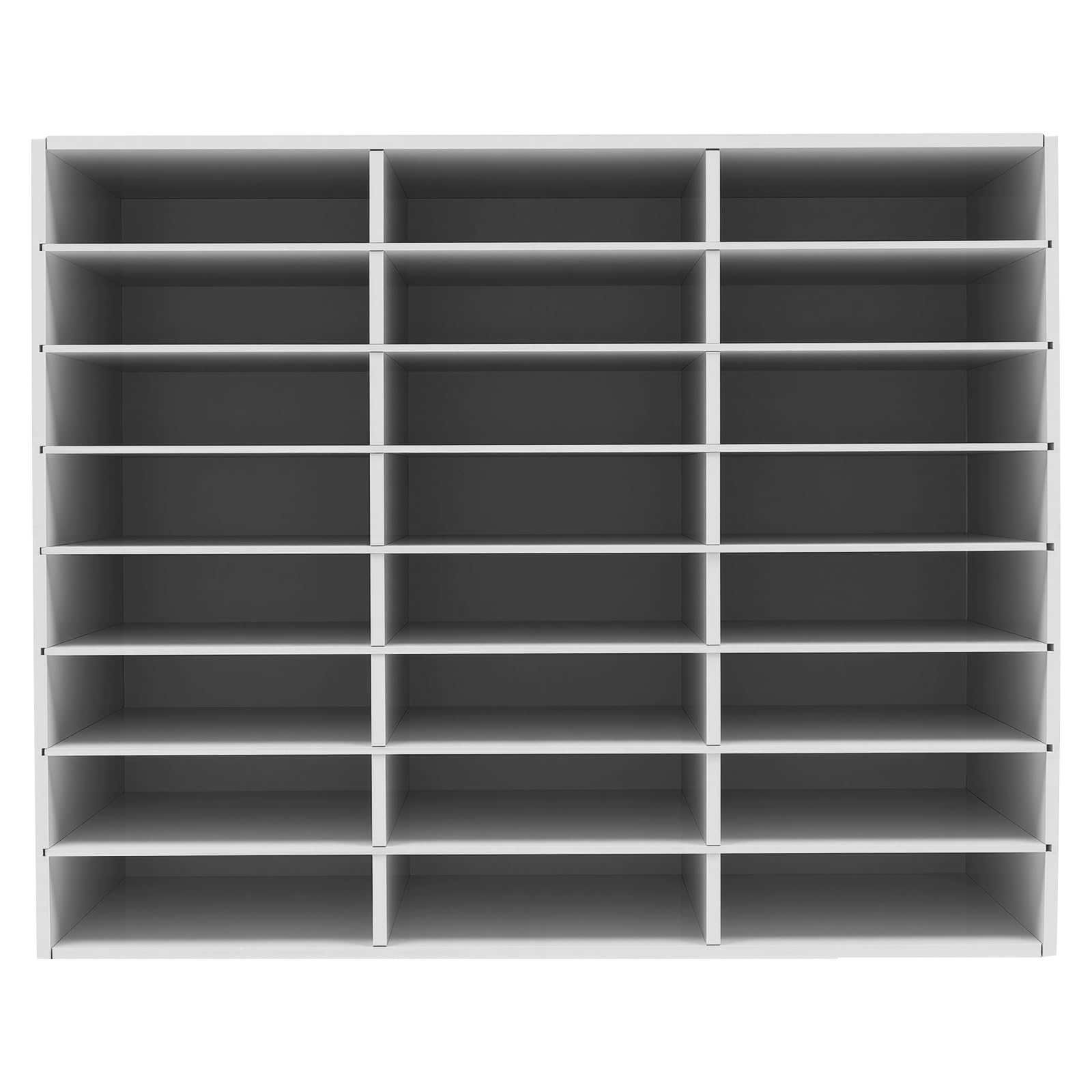 Vassoio per documenti, con 24 scomparti, bianco, in PVC, design semi-aperto, divisori rimovibili, per ufficio e scuola