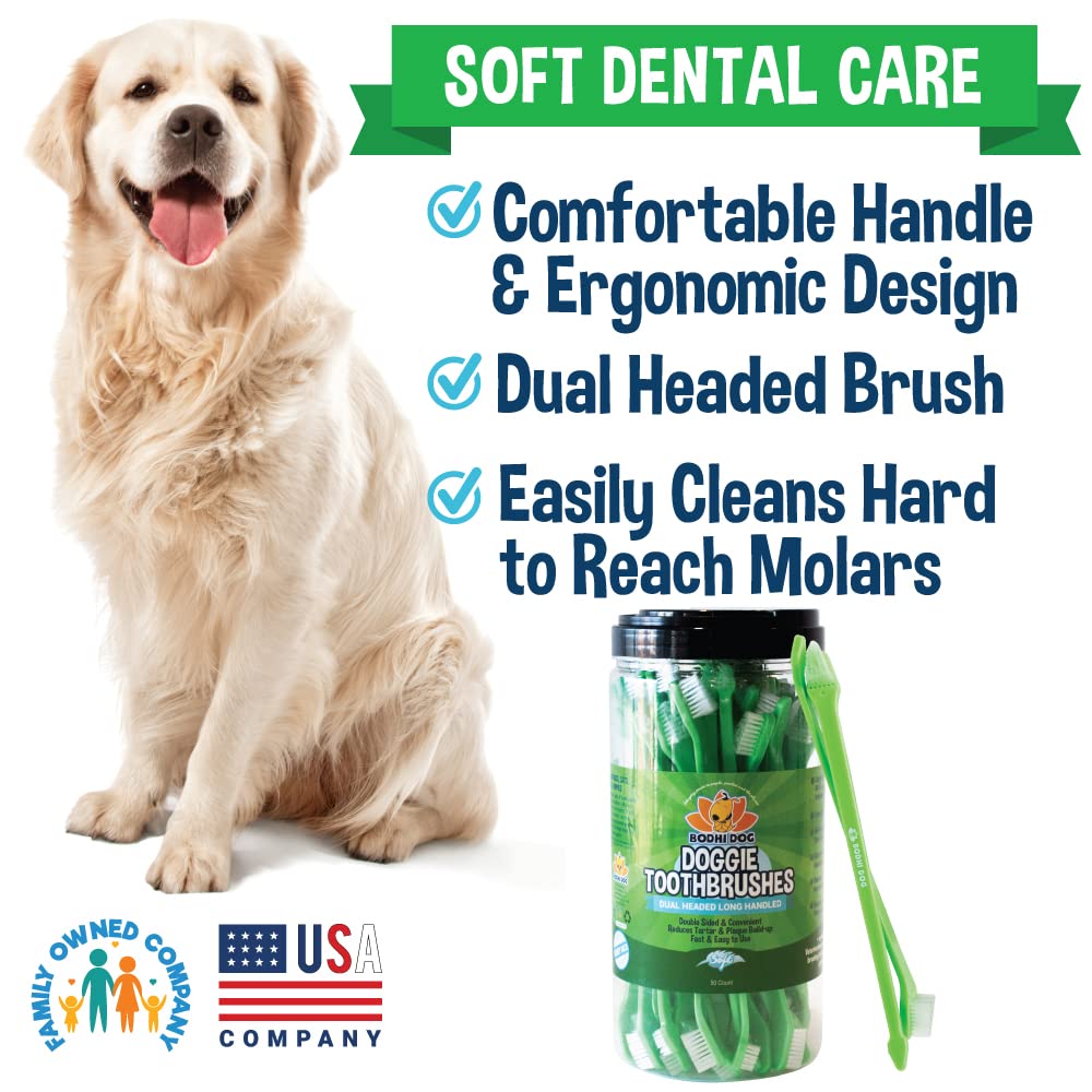 Bodhi Dog Cepillo de Dientes Largo de Doble Extremo para Perros y Gatos, Seguro para Mascotas, cerdas súper Suaves para el Cuidado Dental y Oral de Mascotas y encías