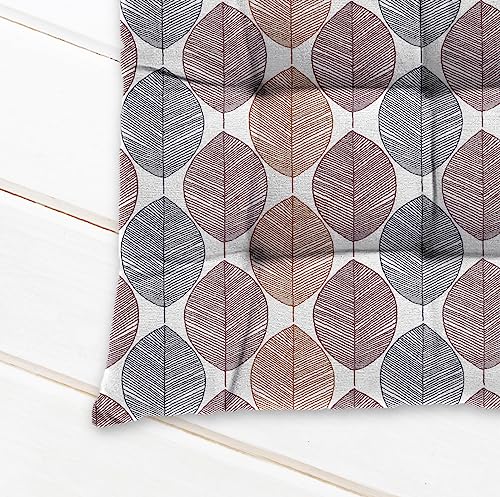 Image of Oasis Hometex 16x16 Inch Cotton Shell with Mixed Fiber Filled Printed | Dining Chair Cushion | Soft Thick Seat Cushion for Dining Chairs, Home & Office Chair Cushion - Multi Color Leaf (Pack of 1)