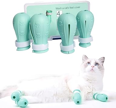 Adjustable Silicone Cat Scratch Proof Boots for Bathing and Grooming | Nursing Rehabilitation, Cat Boots for Cats Only, Adjustable, Cat Bathing Gloves,Bathing and Grooming