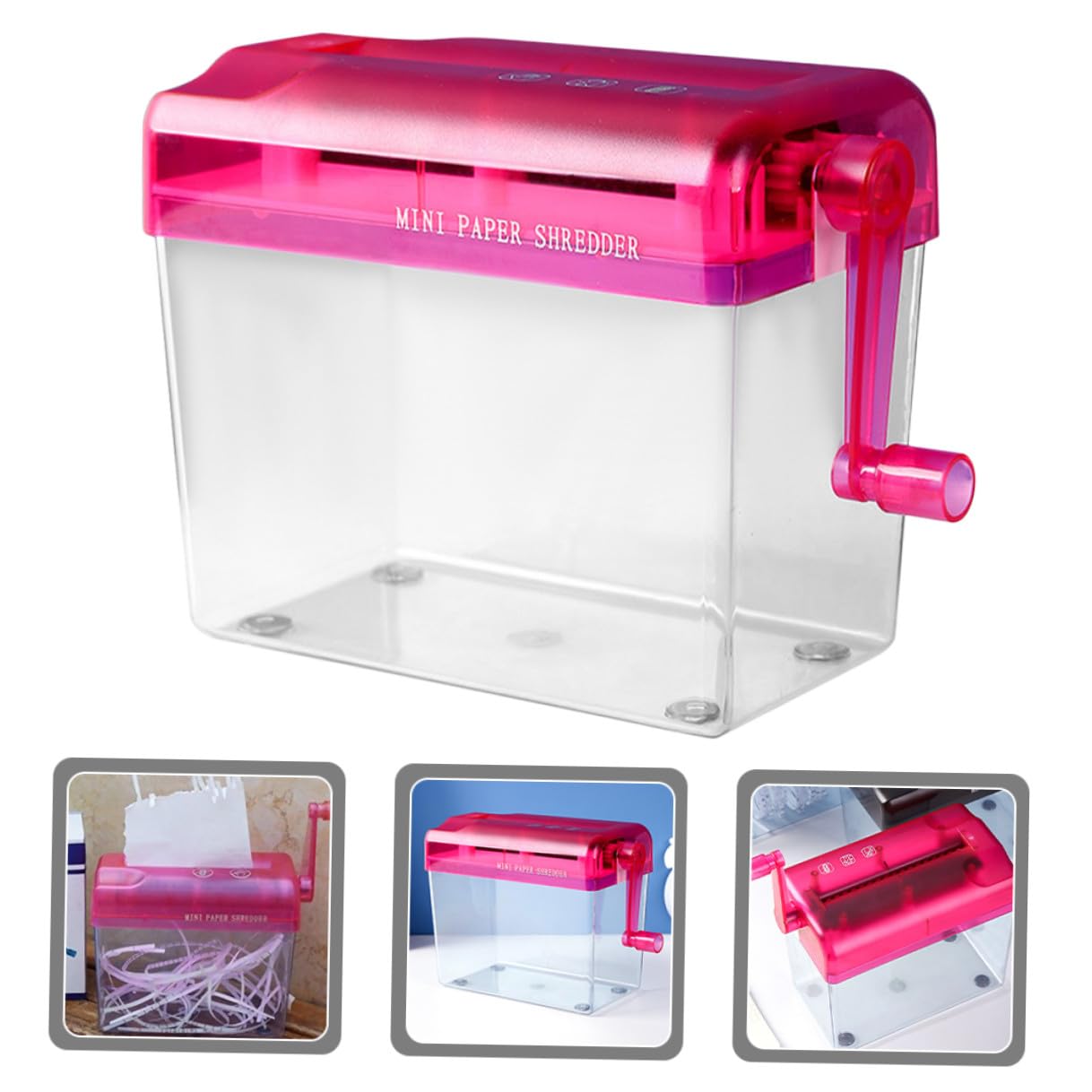 Destructeur Manuel Pratique Broyeur de Table Léger Rouge en Plastique et Métal Accessoire Simple Protéger Vos Documents pour Bureau et École