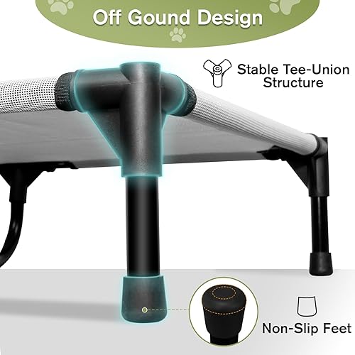 Miniatura 5 de Cama elevada para perros de 42 pulgadas, cama elevada transpirable para mascotas para perros grandes, cama impermeable para perros, fácil de montar,