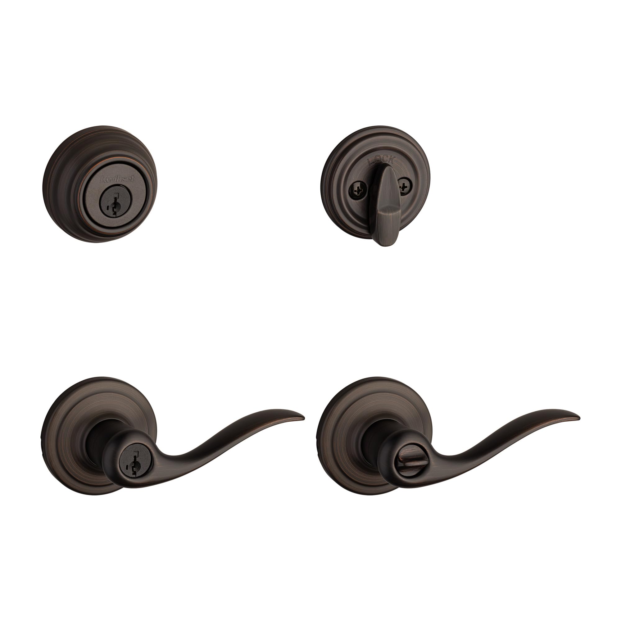 Kwikset Venetian Bronze 991 Tustin Entry Lever And Single Cylinder Deadbolt Combo Pack Featuring Smartkey In (99910-041)