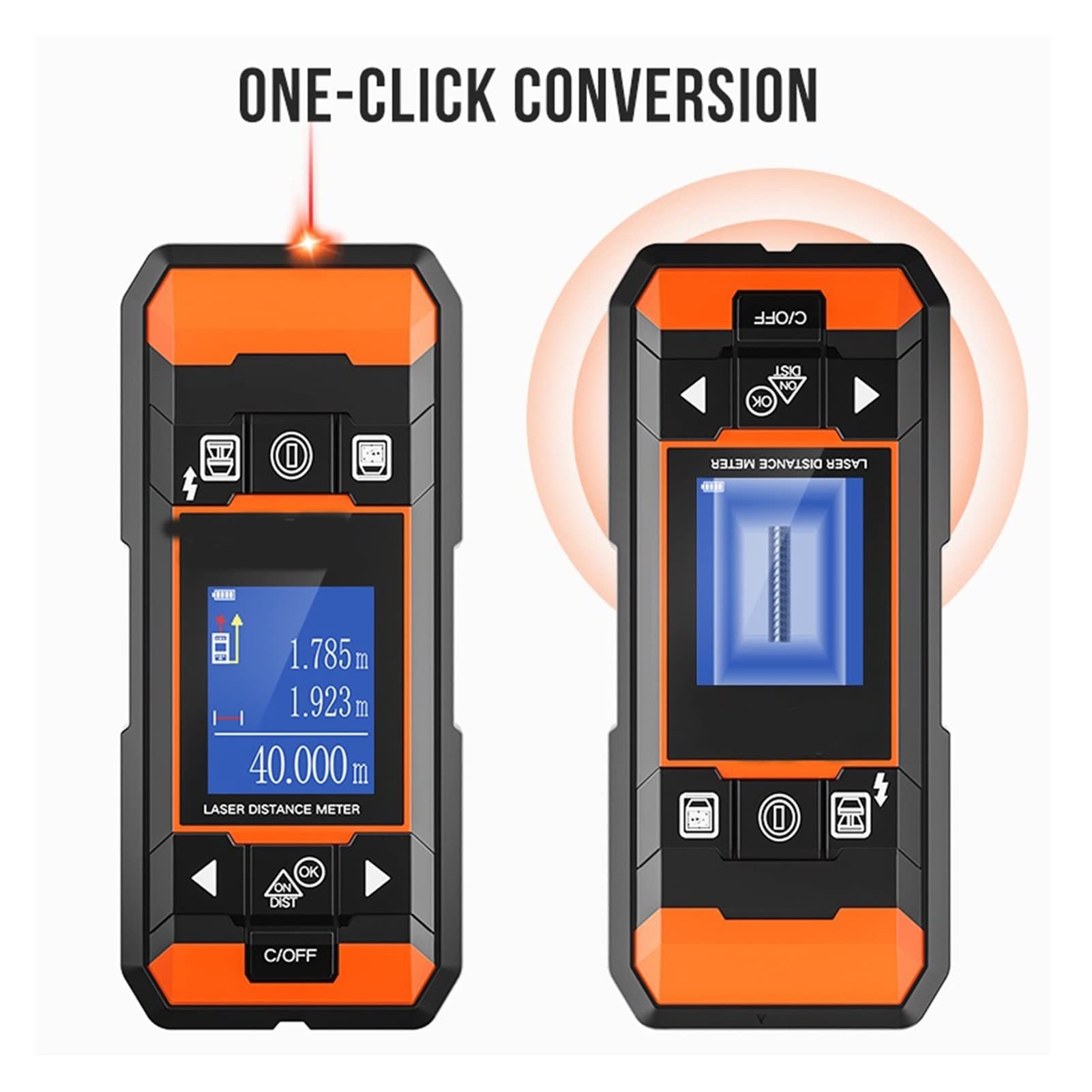 Detector de Metales Detector cableado medidor láser Multifuncional Alambre Escondido Metal Madera escáner Pared USB Cinta Digital Mango ergonómico