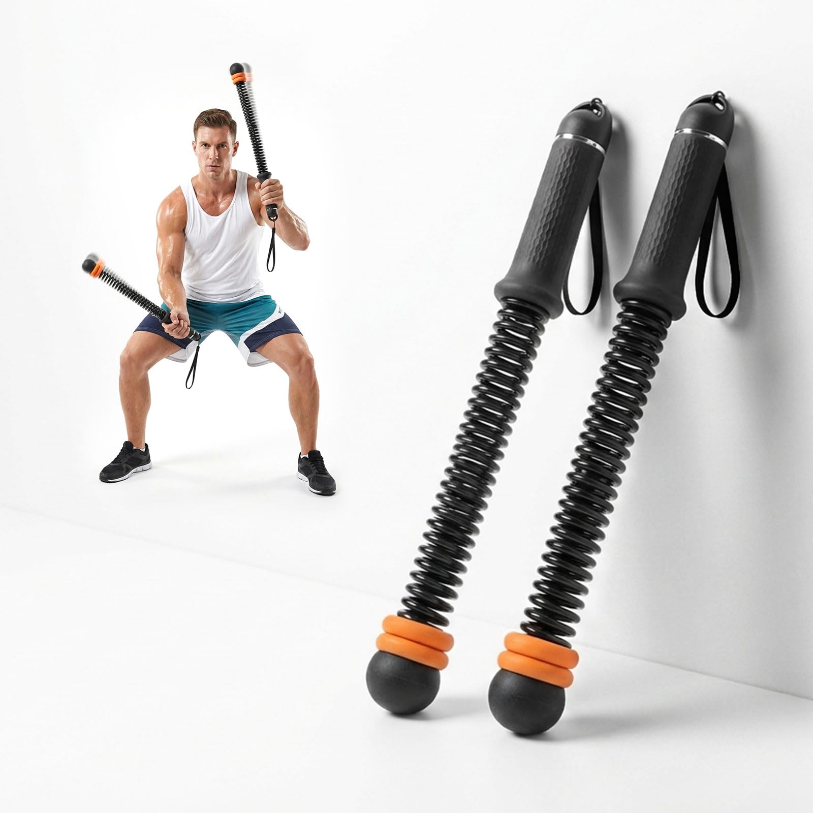 IBIRDVIEW Ropeless Battle Ropes for Home Gym, Adjustable Weighted Cordless Battle Rope Workout Equipment with Resistance Springs, Quiet Low-Impact HIIT & Strength Training Fitness Kit for Men & Women