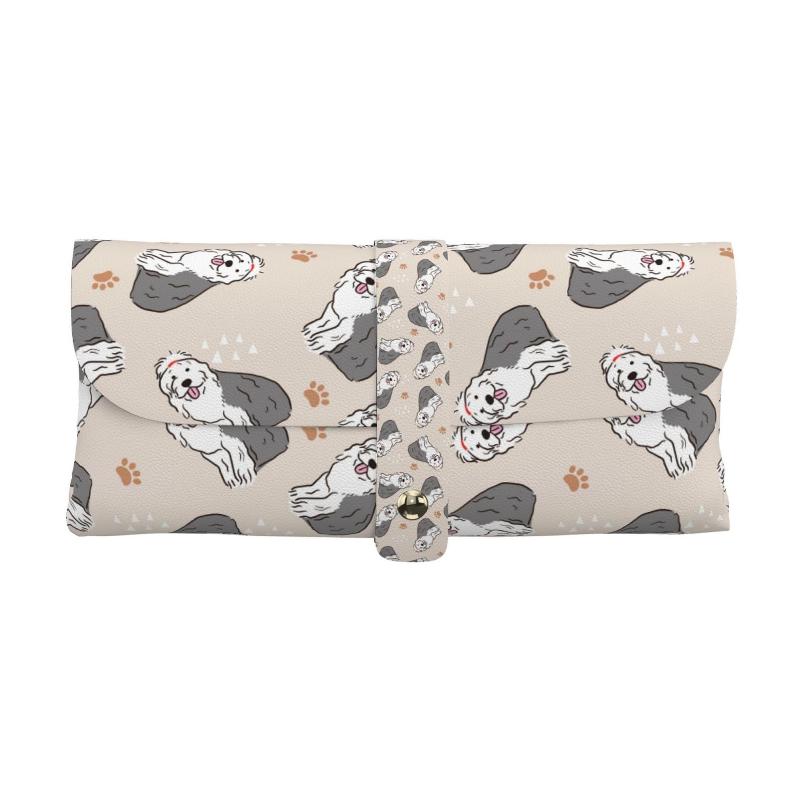 Poadnly Old English Sheepdog, Portable Eyewear Case Soft Eyeglasses Bag Anti-Scratch Spectacles Sleeve Pu Leather Sunglasses Case