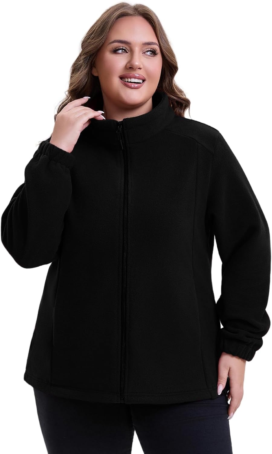 Women Plus Size Fleece Jacket Zip Up Lightweight Soft Polar Fleece Jacket - Image 2