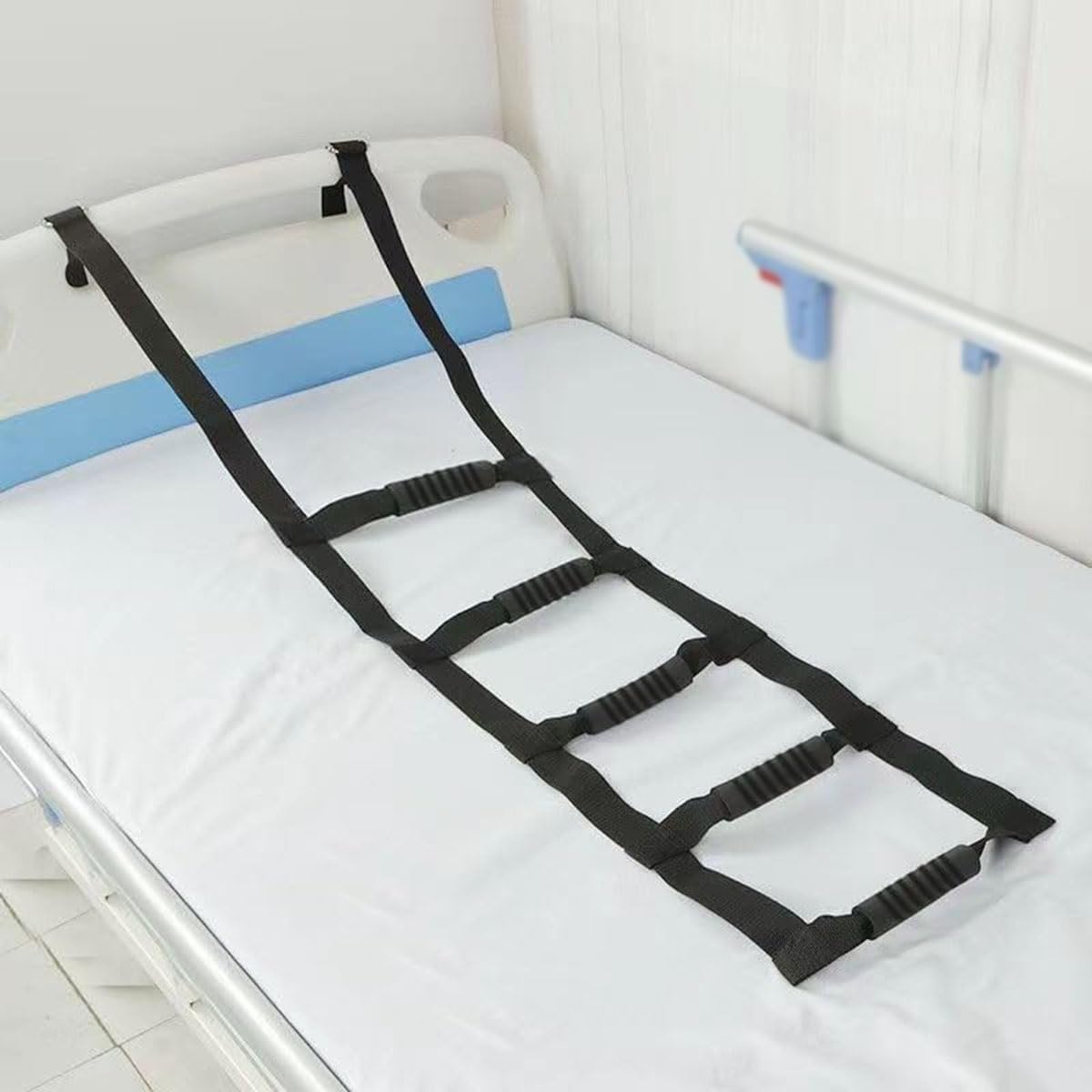 Dispositivo de asistencia para subir escaleras, levantarse y sentarse, escalera de cuerda para la cama, elevador para sentarse, ayuda para la movilidad y la vida diaria para adultos mayores, persona