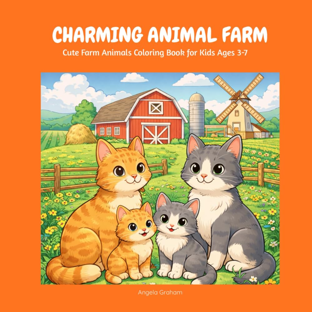 Charming Animal Farm: Cute Coloring Book for Kids Ages 3-7