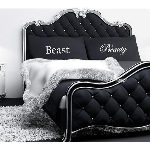 60 Second Makeover Limited die Schöne und das Biest Schwarz Kissenbezug Paare Kissenbezug Geschenk Bettwäsche Hochzeit Valentinstag Weihnachten Geburtstag Eng