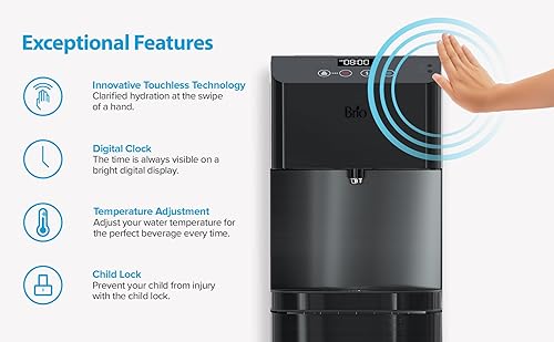 Miniatura 2 de Brio Moderna Dispensador de enfriador de agua de carga inferior sin contacto, autolimpiante, sensor de movimiento, dispensador de tres temperaturas,