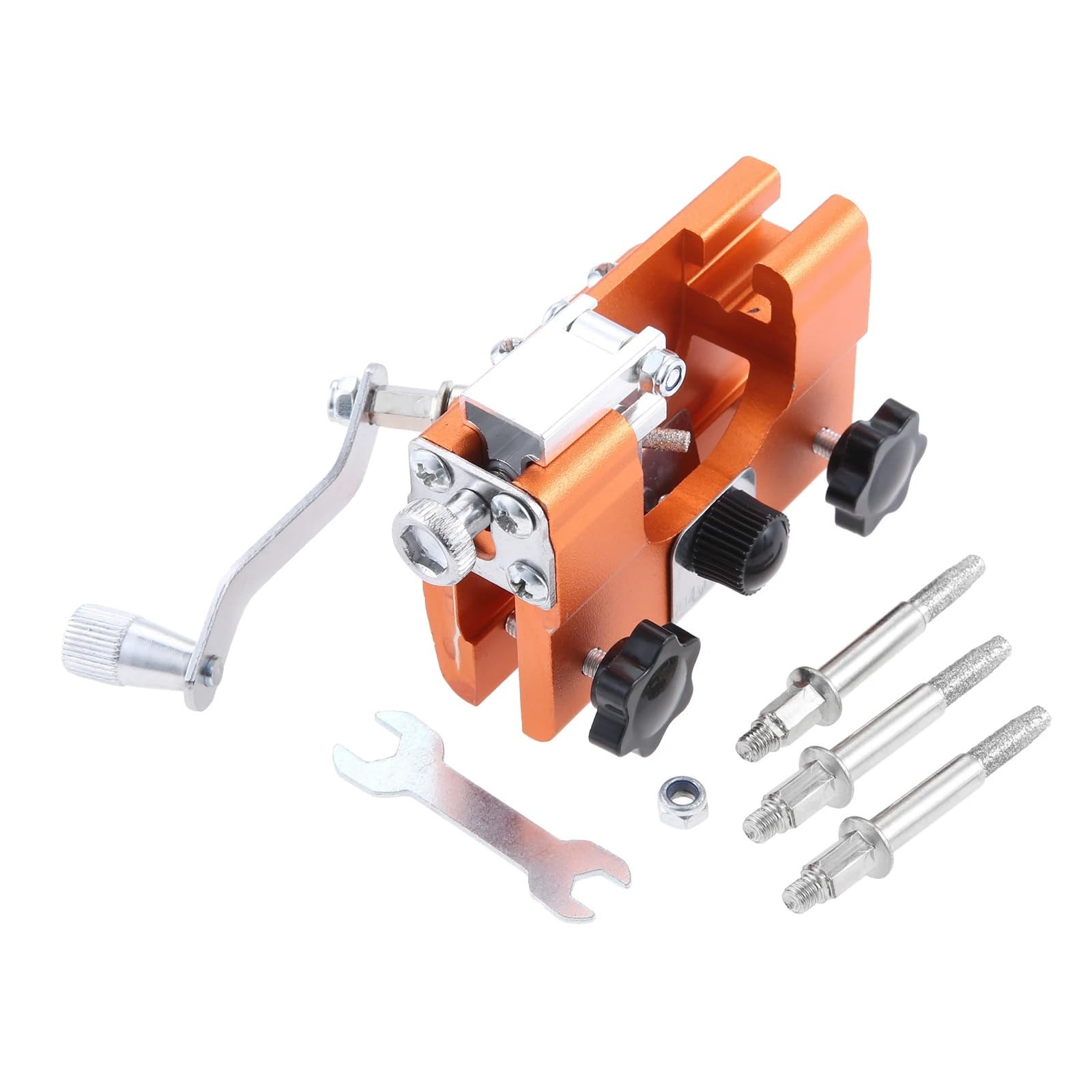 1 set affilacoltelli per motoseghe lama rapida lavorazione del legno affilatura testa di pietra utensile a manovella portatile