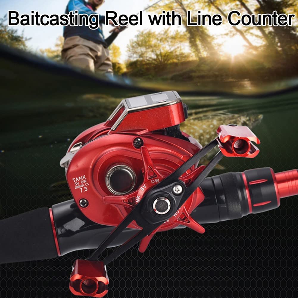 Moulinet de pêche électronique Baitcast, écran LED, haute vitesse, 7,2:1, 10 kg, salée, étanche, tambour en fonte, éjection de roue, facile à utiliser - Droite