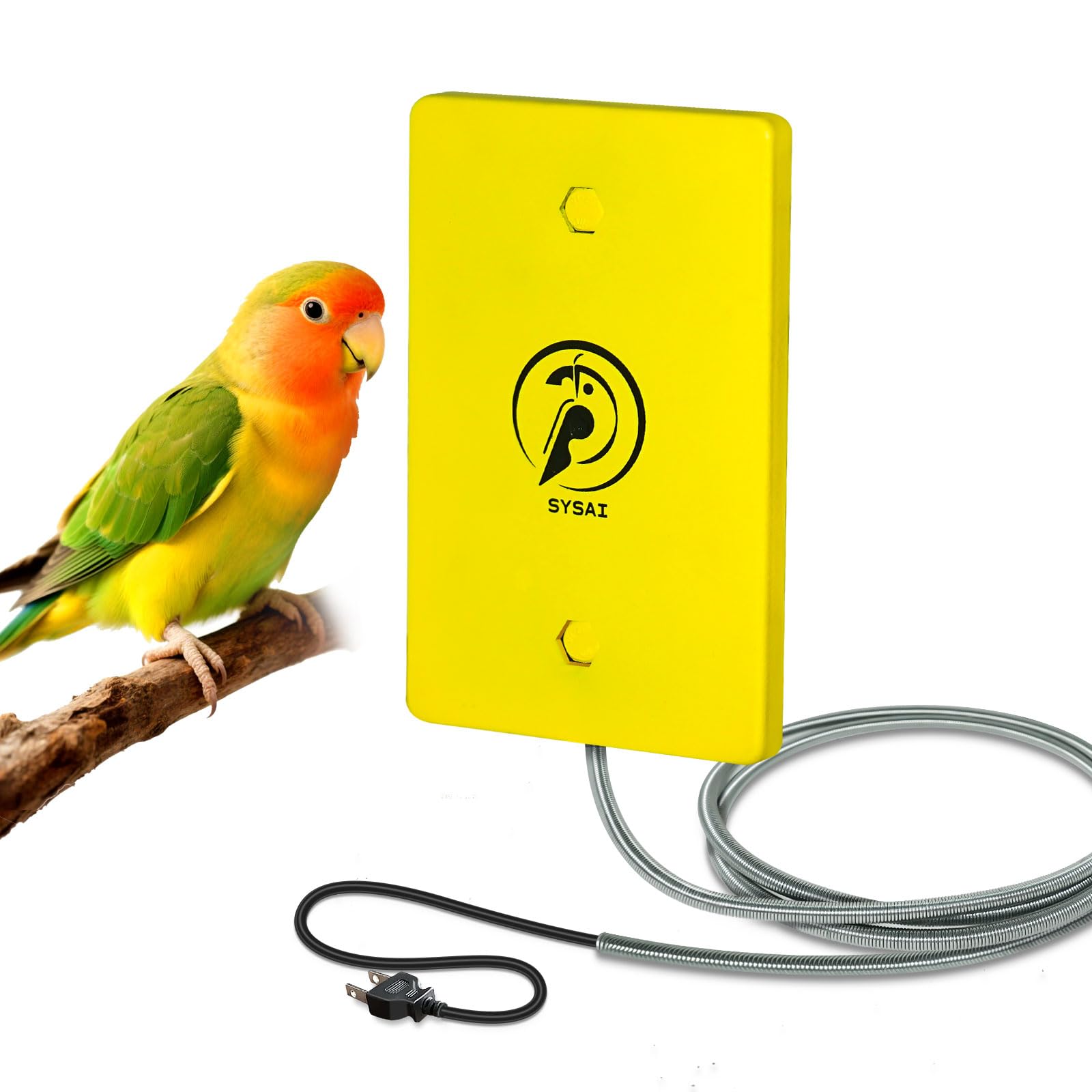 Photo 1 of SYSAI Bird Heater for Cage,Snuggle-Up Warmer Plate 4x6 Inch with Bite Proof Cord, Adjustable Temperature 104°F/113°F for Small Birds - Parakeets, Cockatiels, Conures