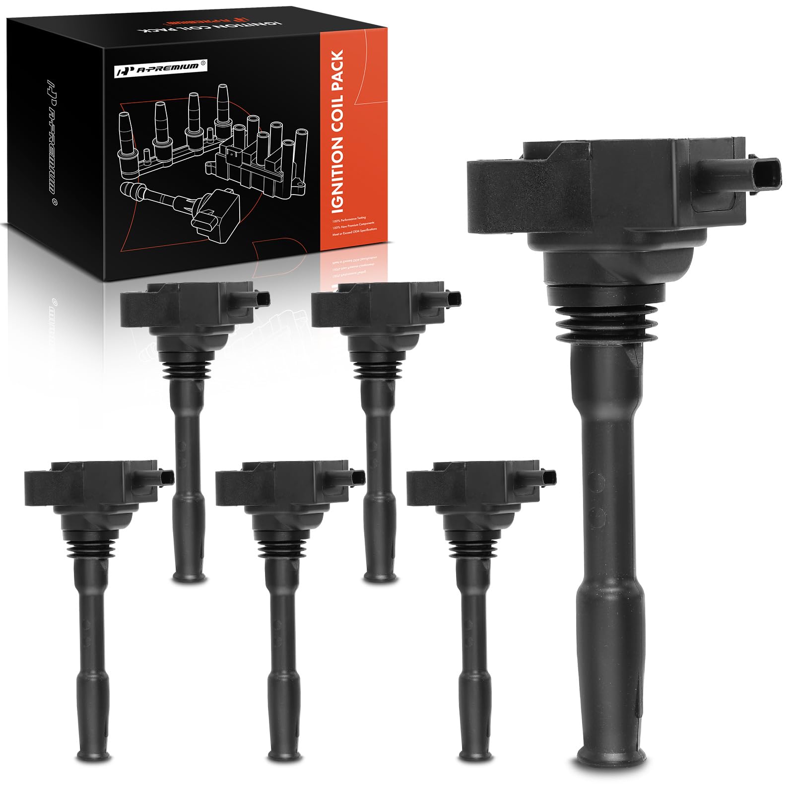 A-Premium Engine Ignition Coil Pack Compatible with Ford F-150 2018-2023, Explorer 2020-2023/2025, Edge 2019-2023, Bronco, Police Interceptor Utility & Lincoln Aviator, Nautilus, 6-PC Set