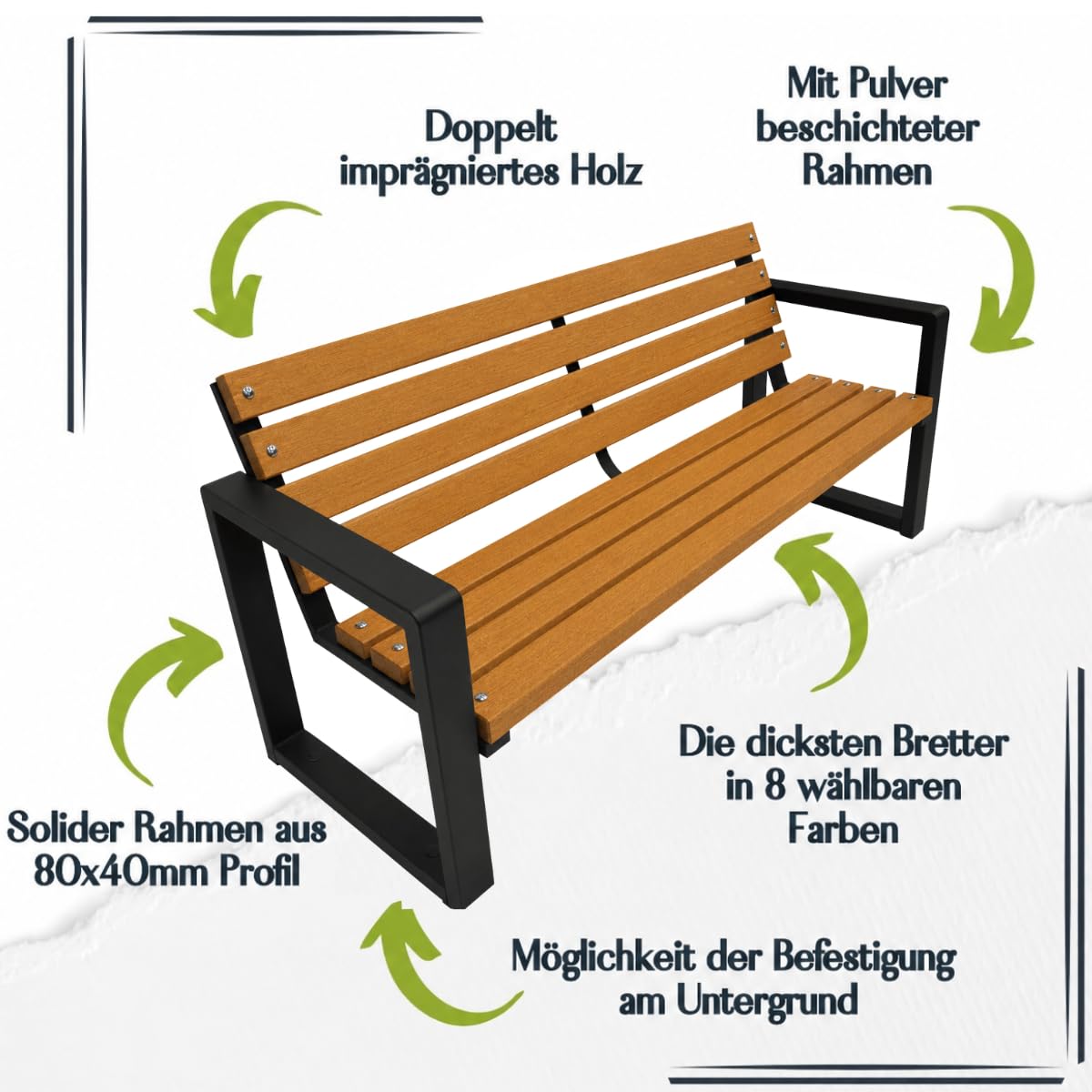 Panchina da Esterno - Panchina da Giardino e da Parco - Panca da Esterno Resistente alle Intemperie - Panchine da Esterno (Grande Pino, 125cm)