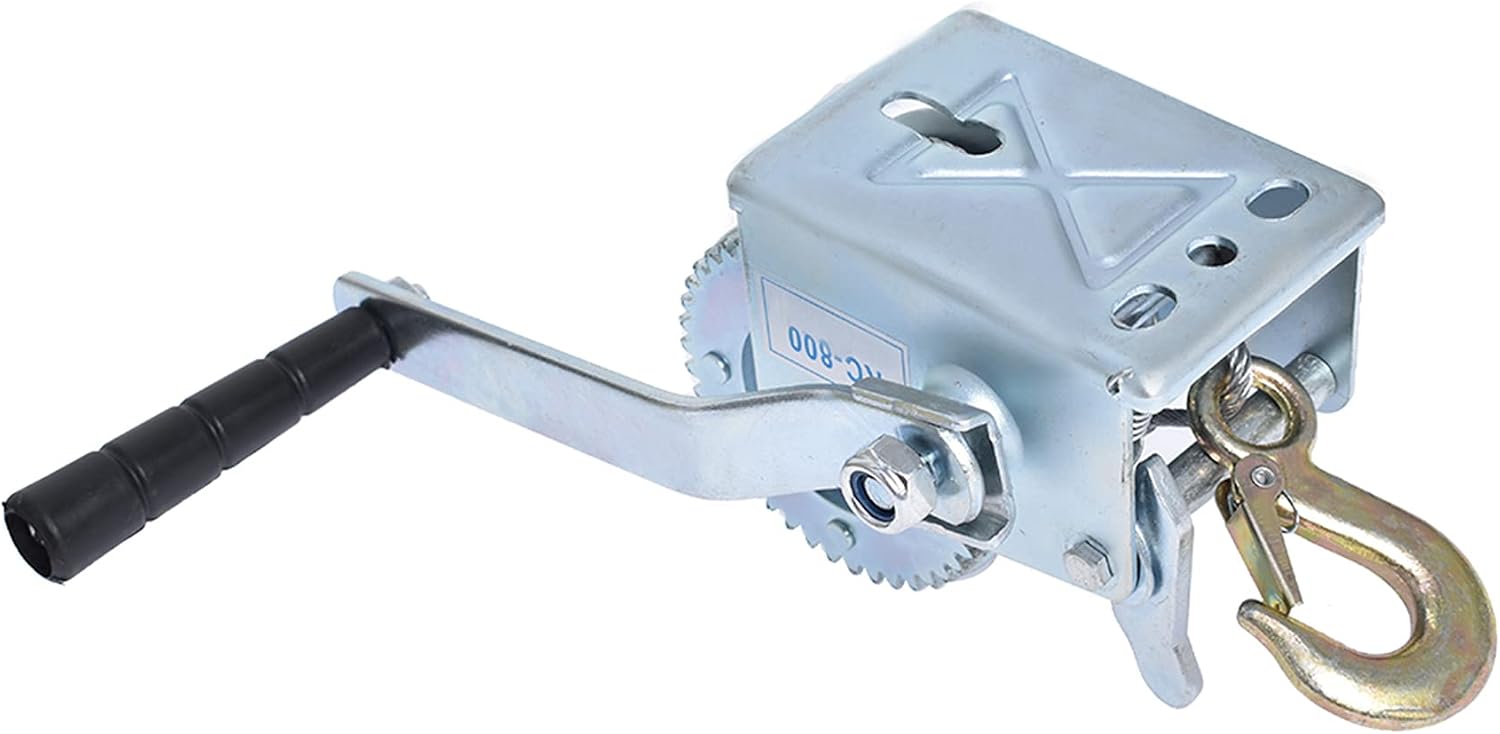 waltyotur 600Lbs Heavy Duty Hand Winch Hand Crank Strap Gear with 8m Steel Wire Manual Operated Ratchet ATV Boat Trailer Marine