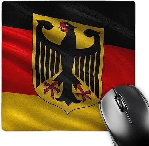 3dRose Bandera de Alemania con escudo de armas - Mouse Pad, 8 por 8 pulgadas (mp_171864_1)