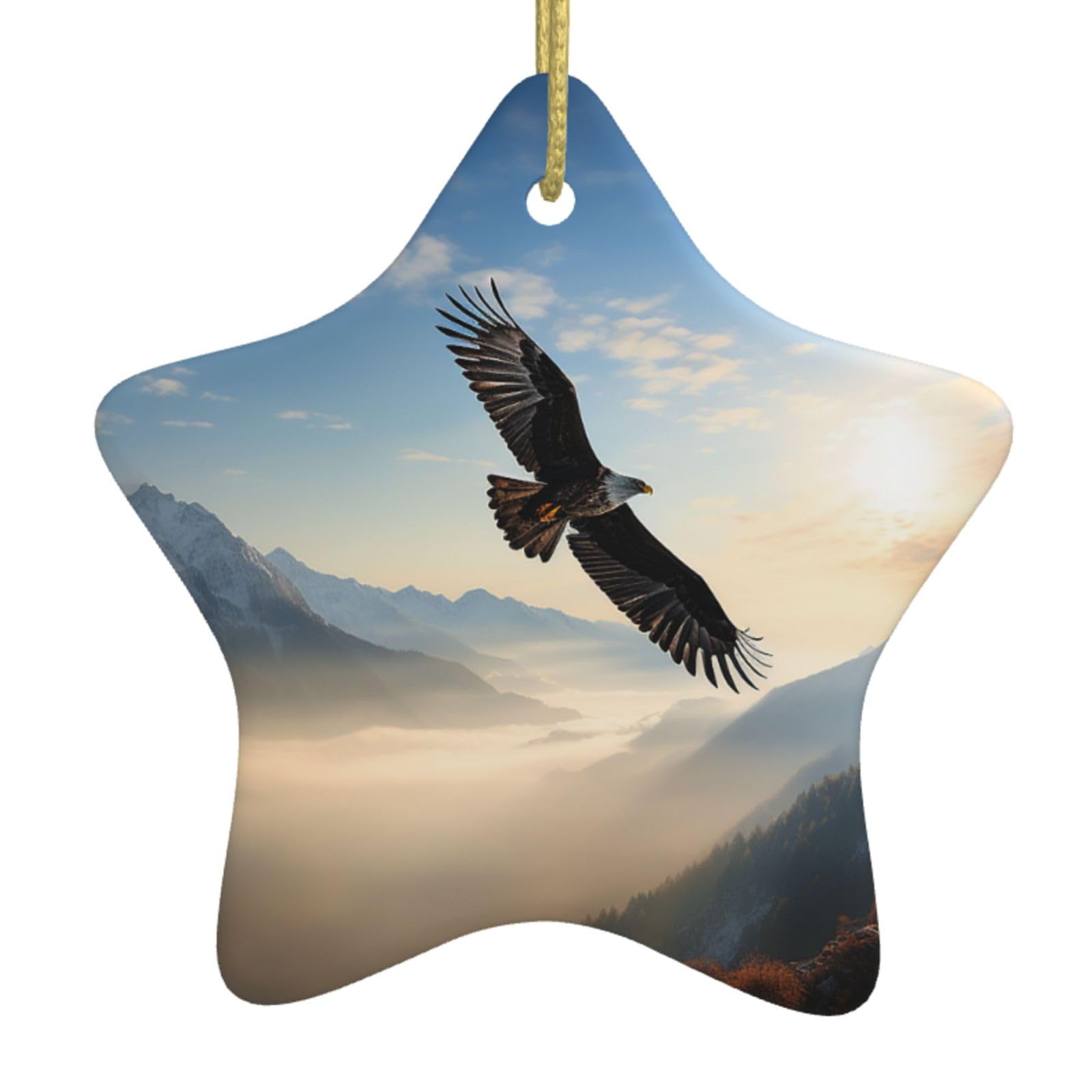 Fodpand Women's White Eagle Mountains Christmas Ornaments 2025, Gift Exchange For Men, Collectible Ceramic Ornament Star Hanging Ornaments For Christmas Tree Decoration