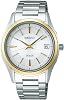 DOLCE SADZ188 Mens Watch, Made in Japan, Solar Radio, Full Auto Calendar Date, Water Resistant to 10 ATM, Dress Design, Silver & Yellow Gold Dial, White, Pure Titanium Case and Band