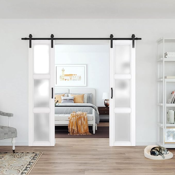 ARKHJEM White Double Sliding Barn Door 42''×84'' (Double