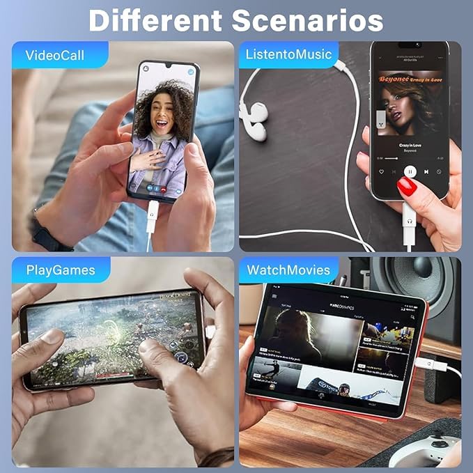 Image of Wefly Light-ning to C Earphone Converter with Lanyard Holes, Type C Male to Light-ning Female Aluminum Alloy Portable Audio Adapter for IP /Hone 16 /15, Support Hands-Free Calling, Volume Control