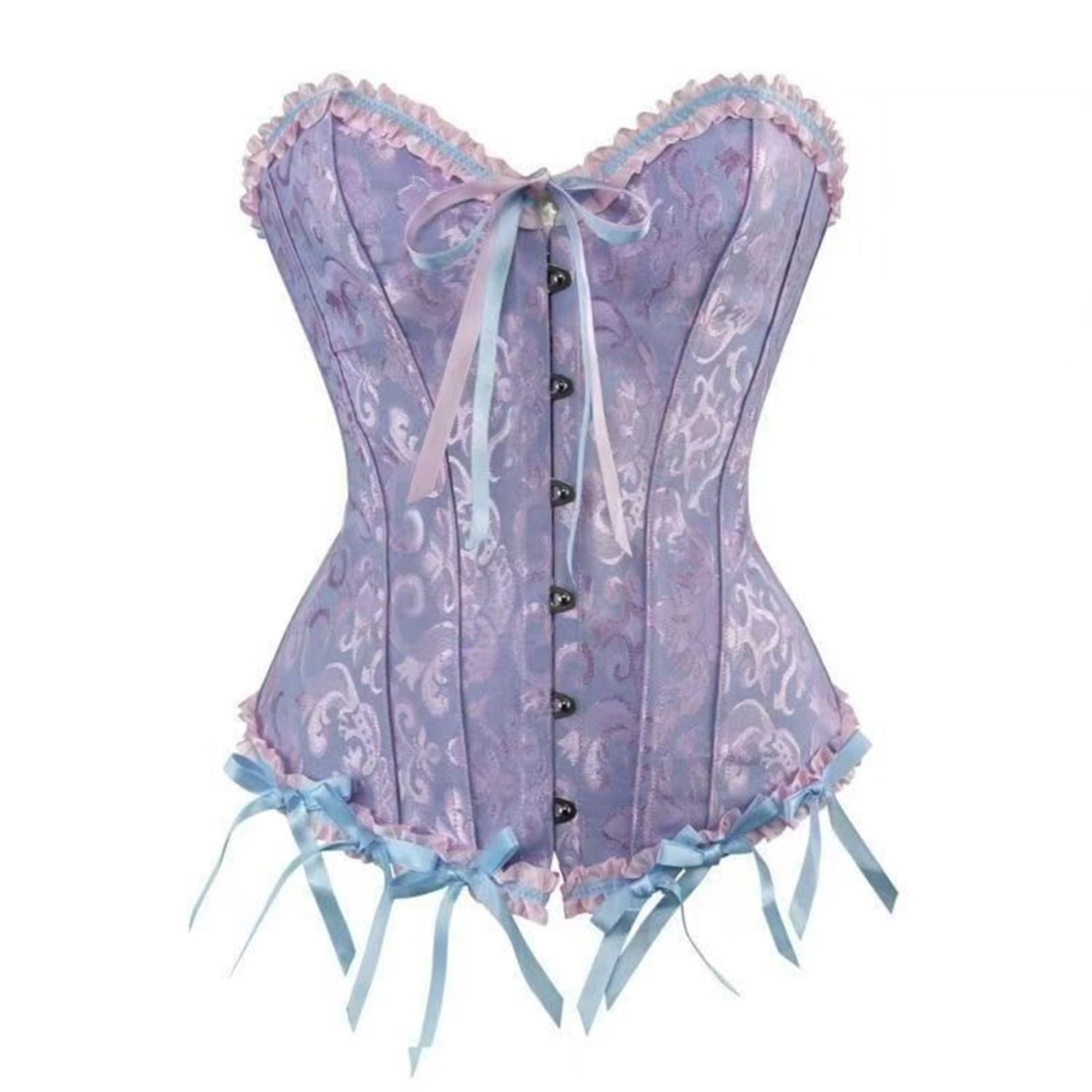 MICFENY Elegant Laces Up Corset Top Full Breast Nylon Blend Breathable Bustier Top For Prom Event Daily Wear