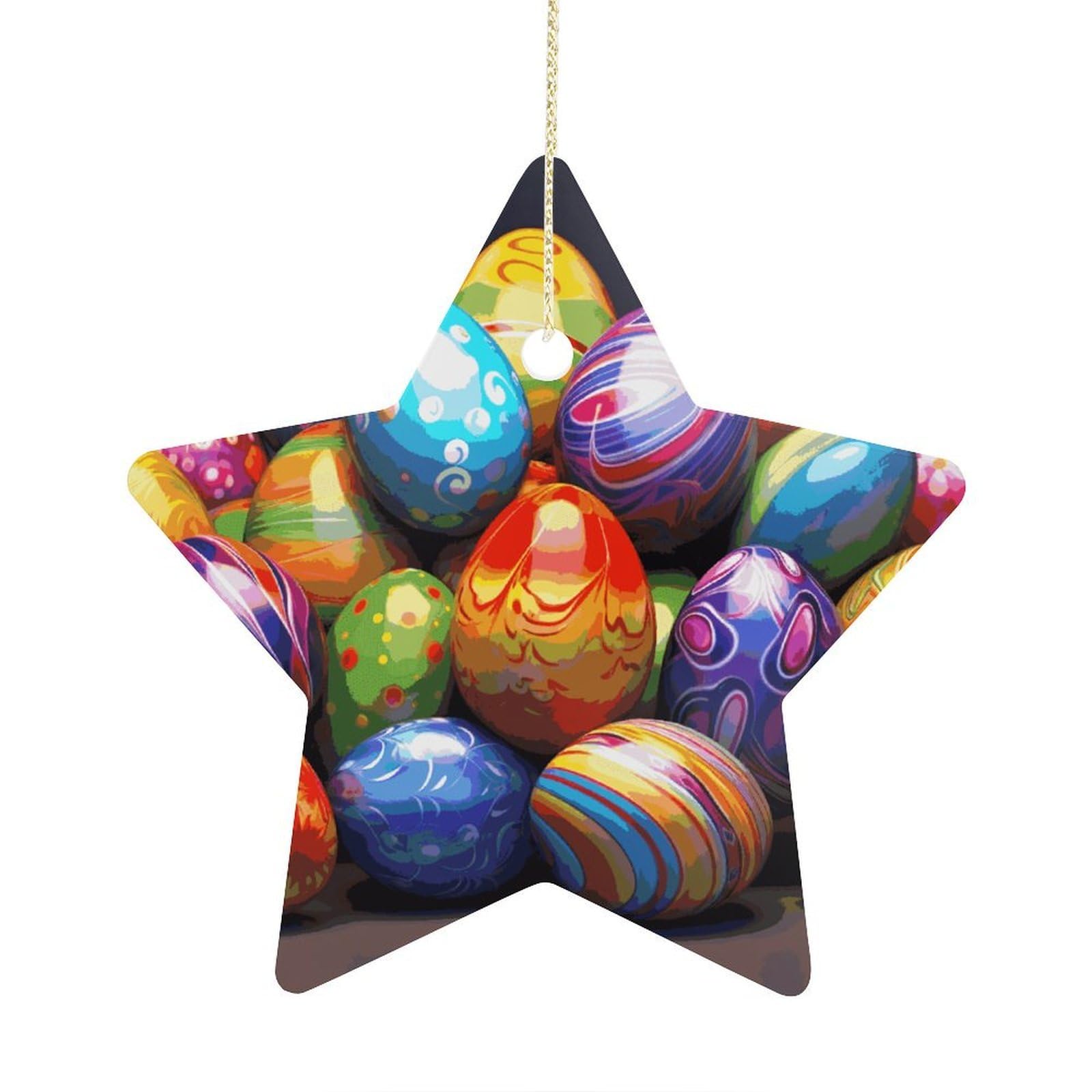 Fodpand Women's Style Easter Eggs Ornament With String, Keepsake Hanging Decorations,Ceramic Ornaments For Men Indoor Home Holiday Party Gifts